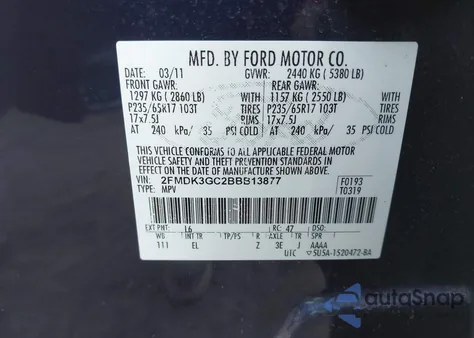 2011 Ford Edge Se z USA, uszkodzony, nr VIN 2FMDK3GC2BBB13877